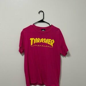 Vintage 2000s Thrasher Magenta Tee with Yellow Logo